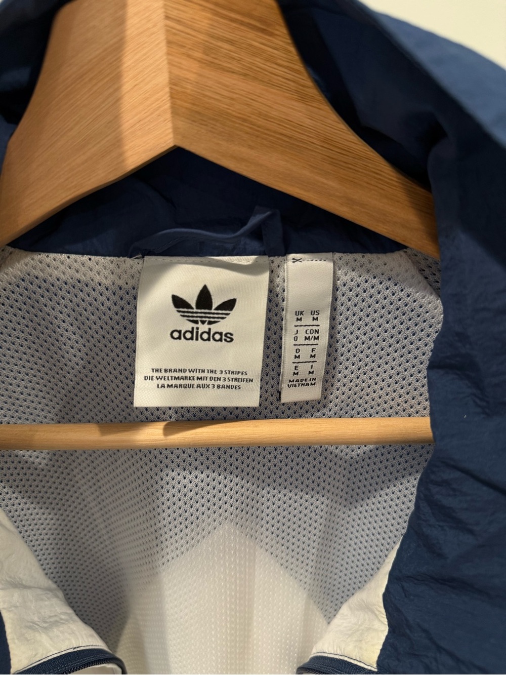 adidas Navy and White Men's Windbreaker Jacket